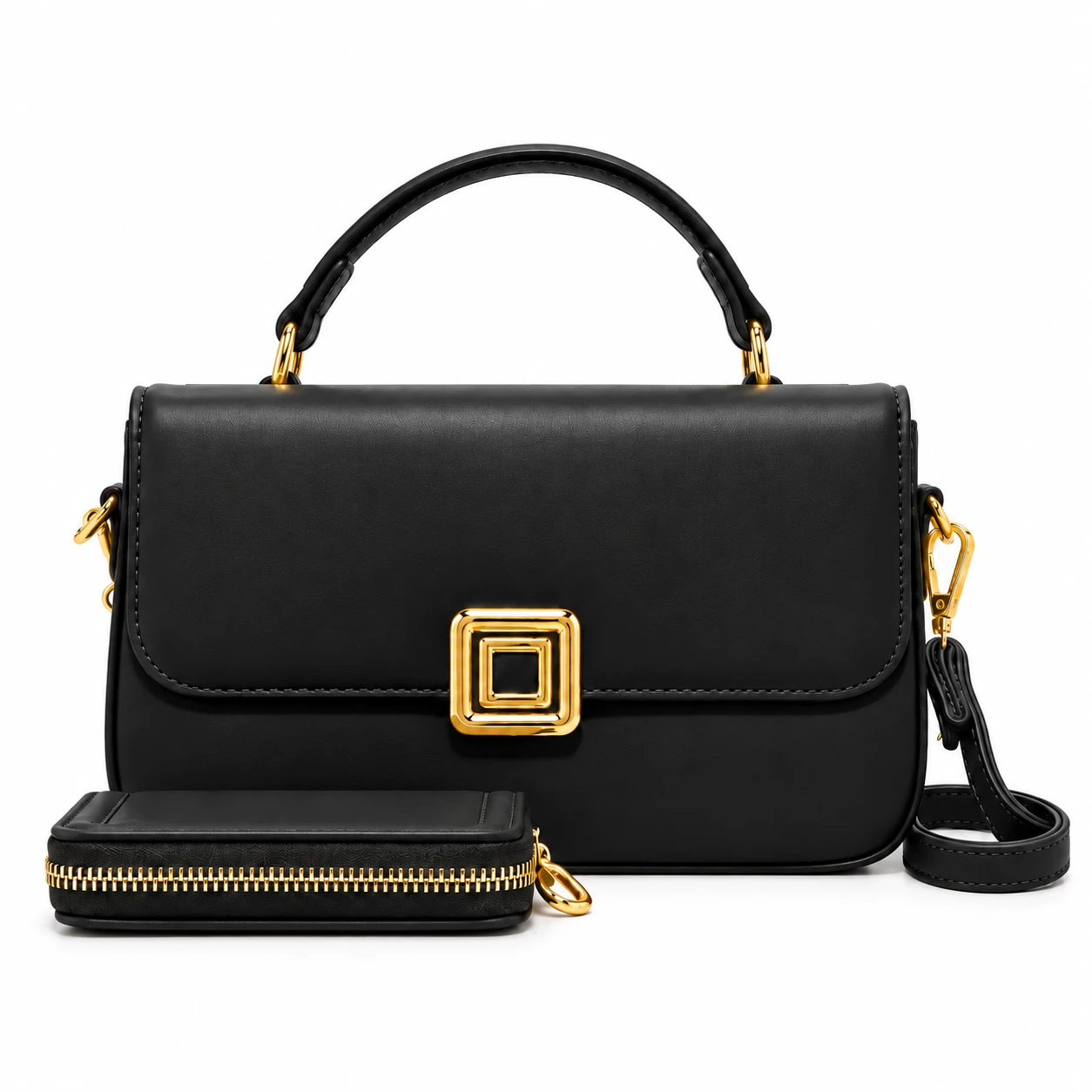 Bolsa Feminina Luna Kiss Camille com Carteira | Dona Bela na cor Preto
